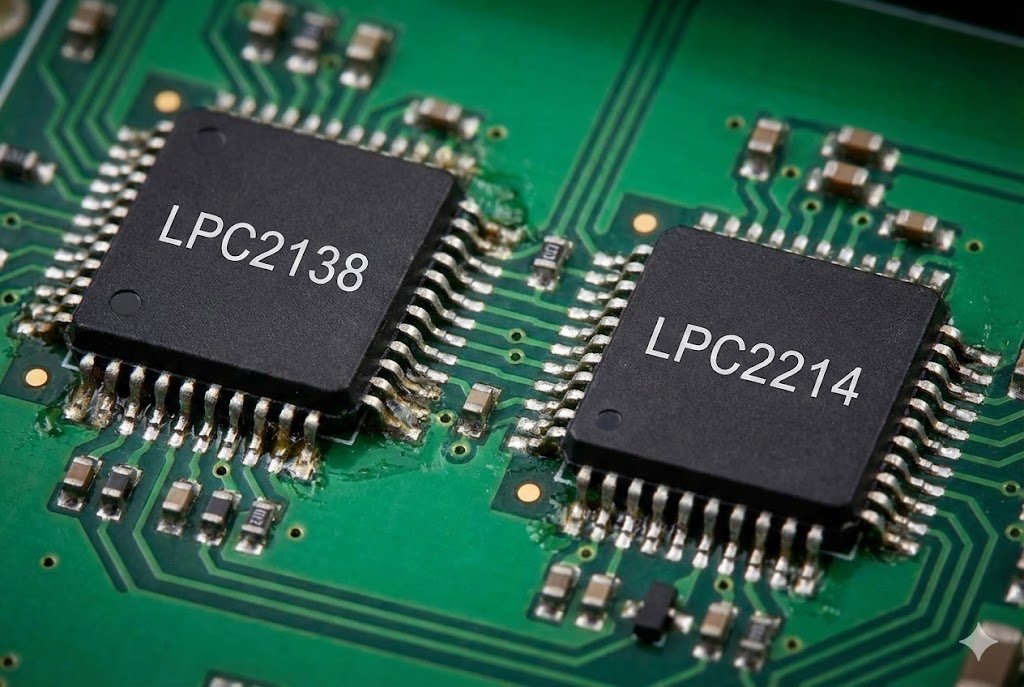 LPC2138 and LPC2214 microcontroller close up