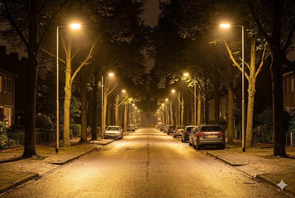 Highway street lighting Street lighting at night showing consistent illumination