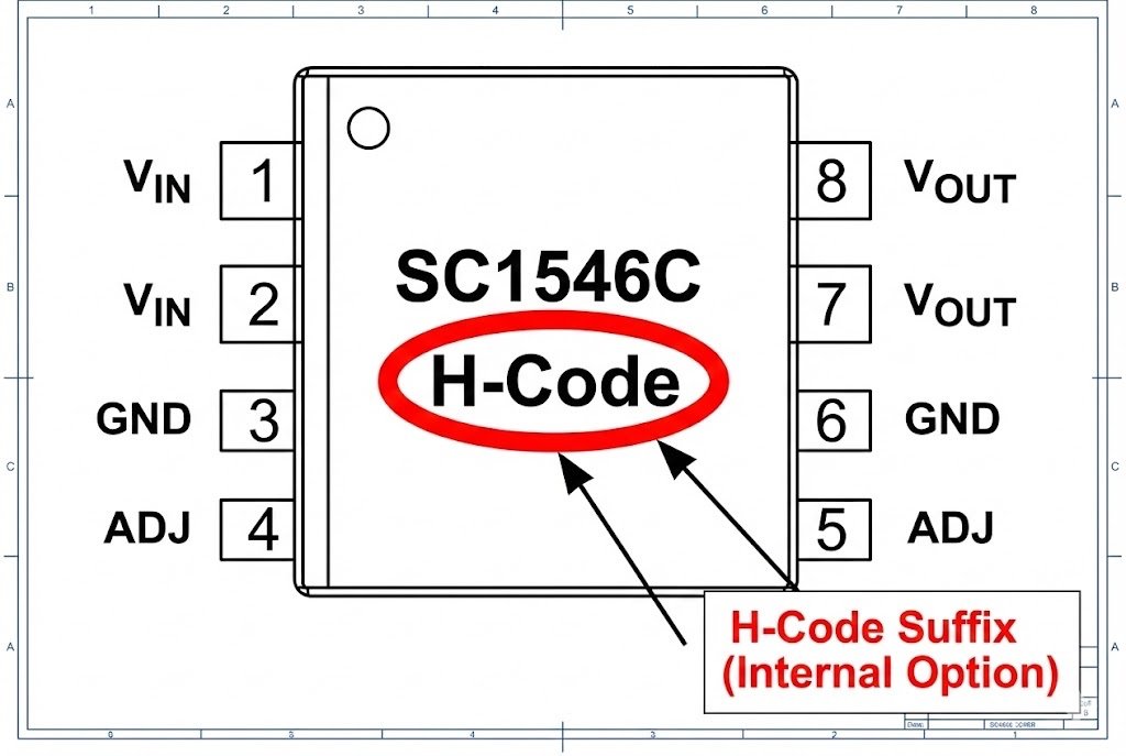 SC1546C chip diagram with highlighted H-Code suffix