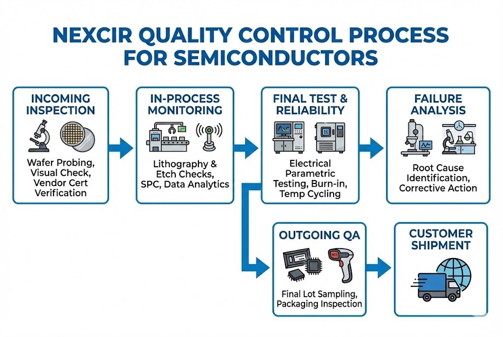 Nexcir quality control process for semiconductor components