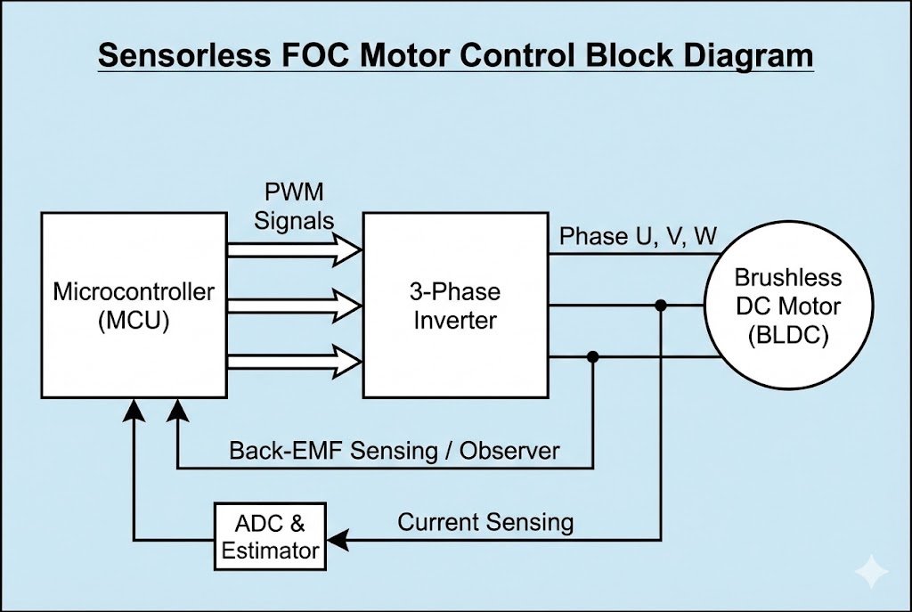 Sensorless motor control diagram