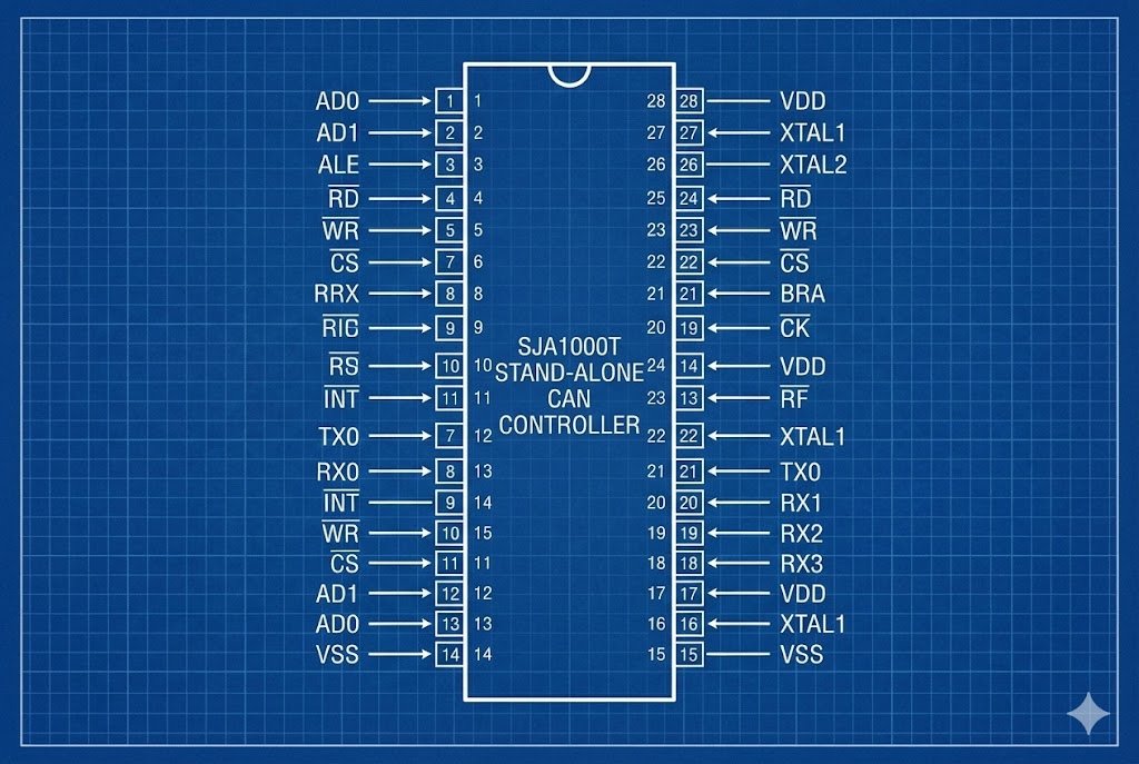 SJA1000T chip diagram and pinout