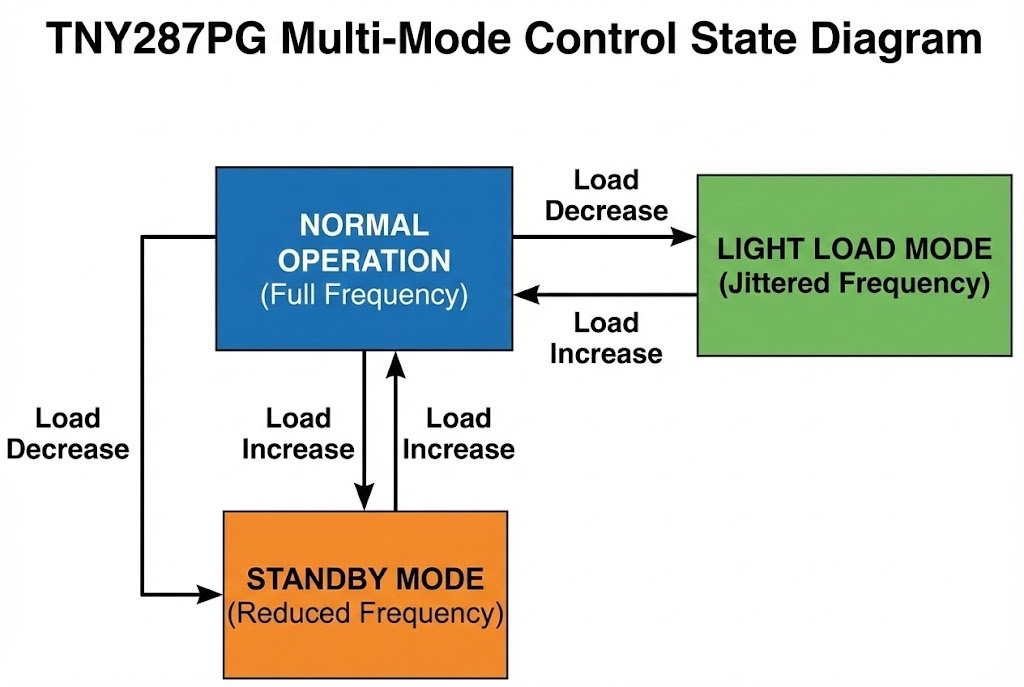TNY287PG Low Power IC TNY287PG chip on a circuit board with green energy symbol
