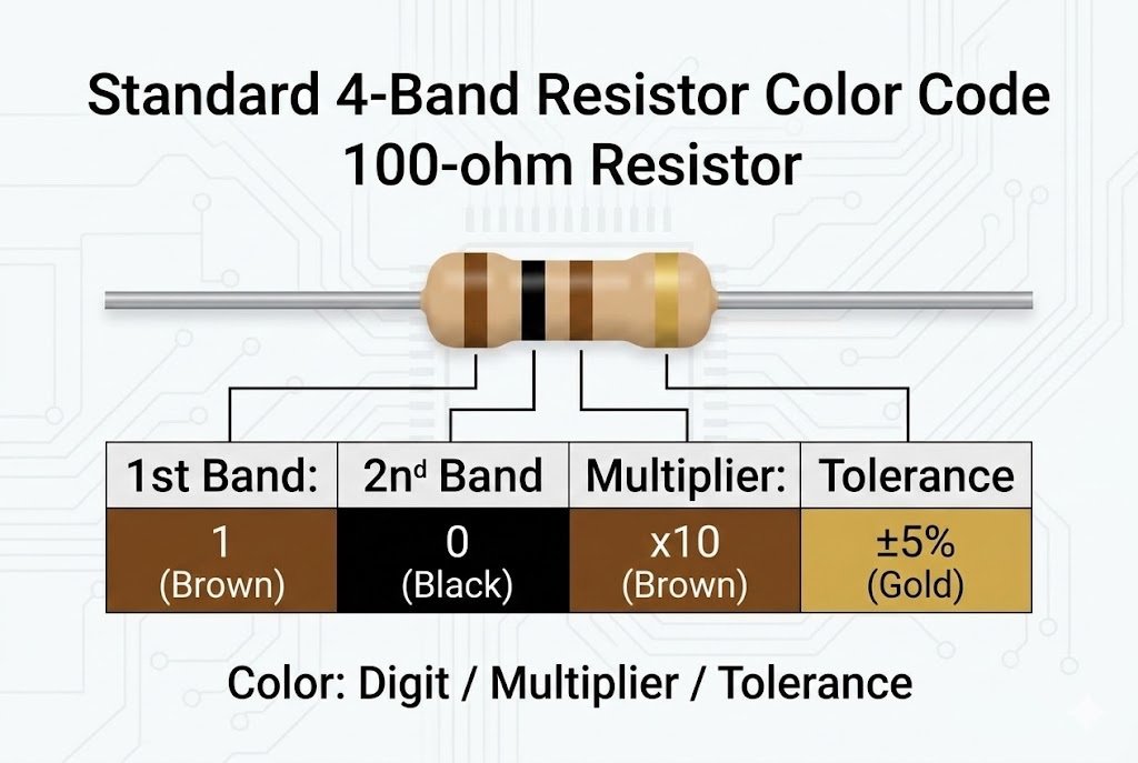 100-ohm resistor color code