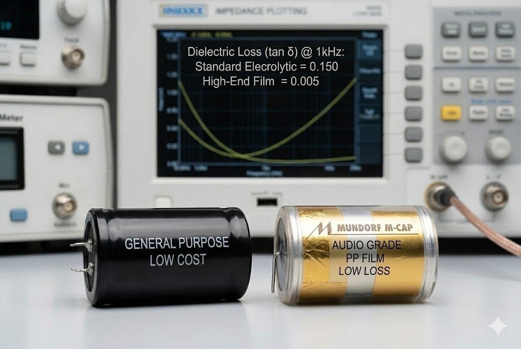 dielectric loss in audio grade capacitors
