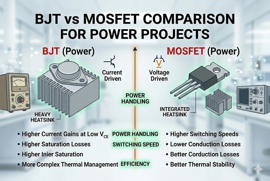 BJT vs MOSFET comparison for power projects