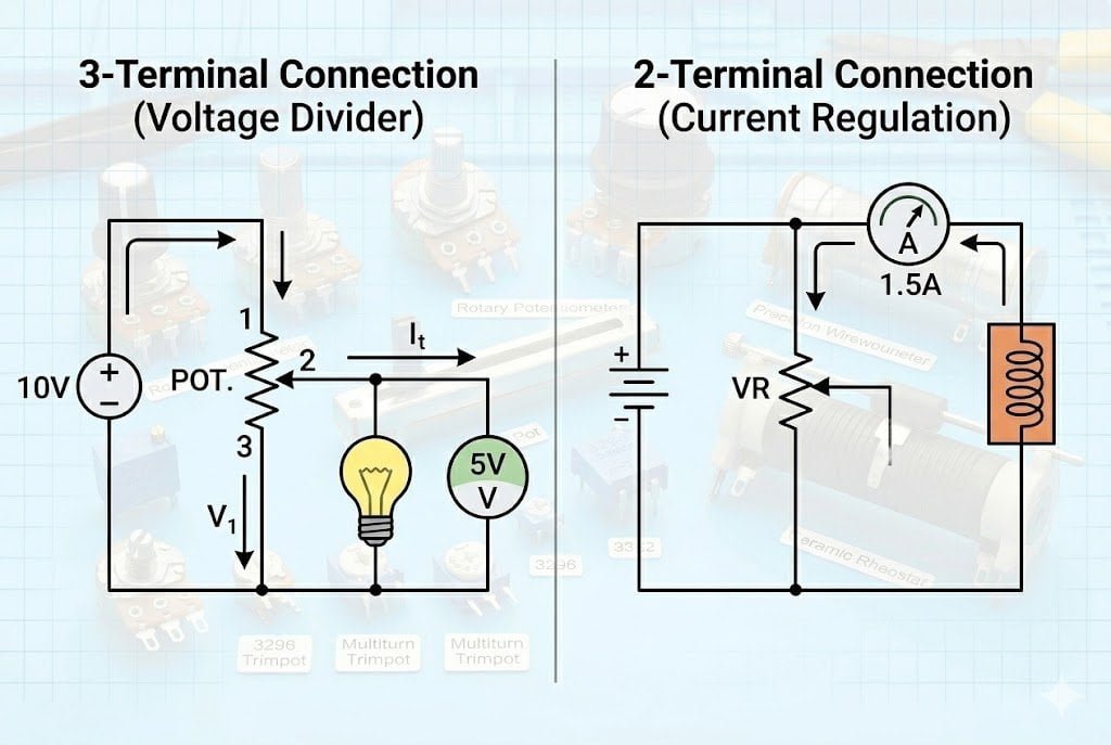 three terminal and two terminal circuit diagrams