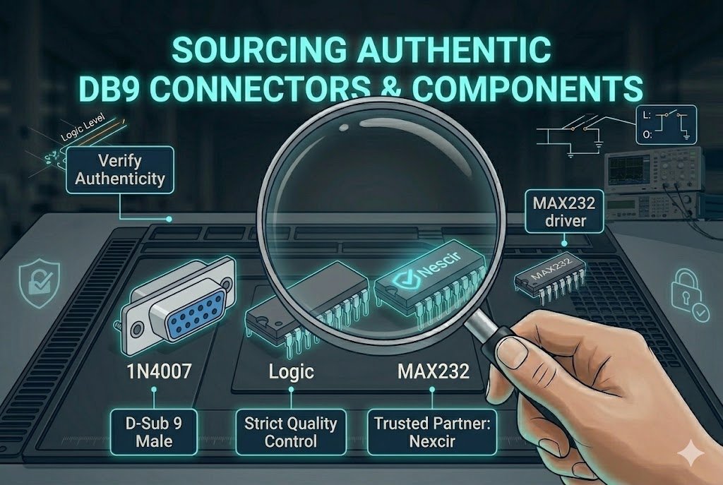 Authentic DB9 connectors and electronic components Authentic DB9 connectors and electronic components