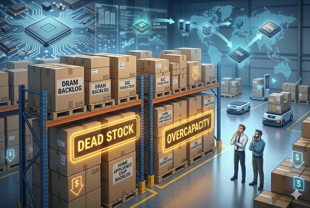 Dead stock in factory warehouse Factory warehouse with dead stock of electronic components