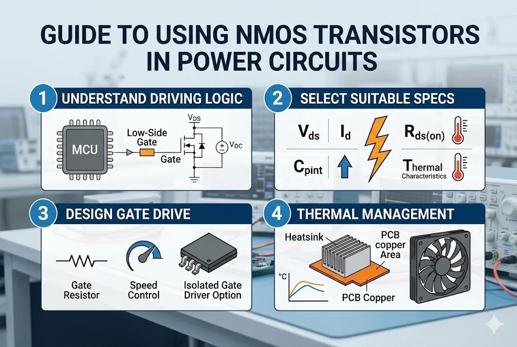 NMOS Transistors Guide Guide to using NMOS transistors in power circuits