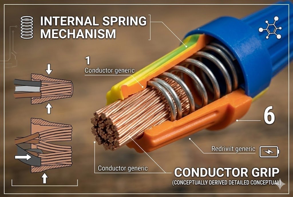alt close up of wire nut internal spring