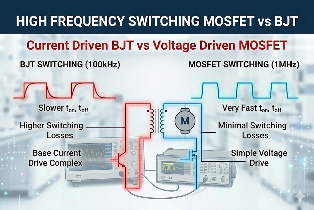 High frequency switching MOSFET vs BJT