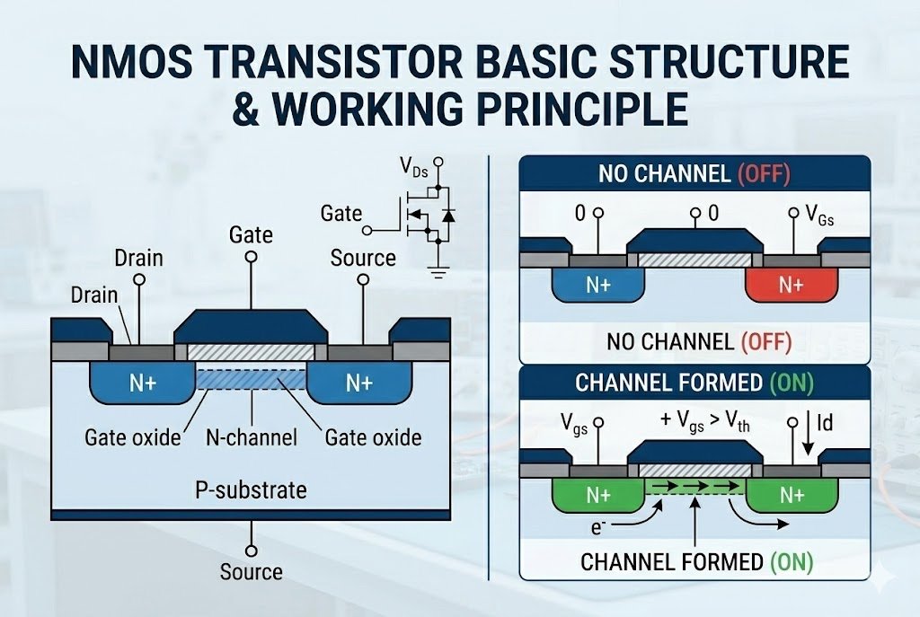 NMOS Structure NMOS transistor basic structure and working principle