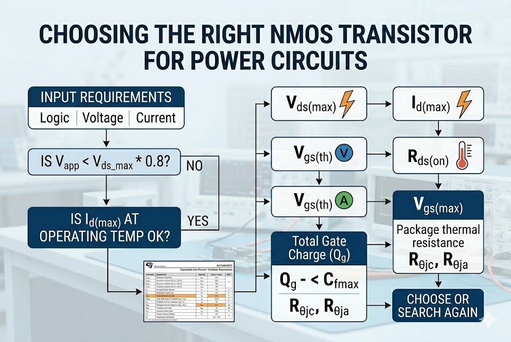 Choosing NMOS Choosing the right NMOS transistor for power circuits