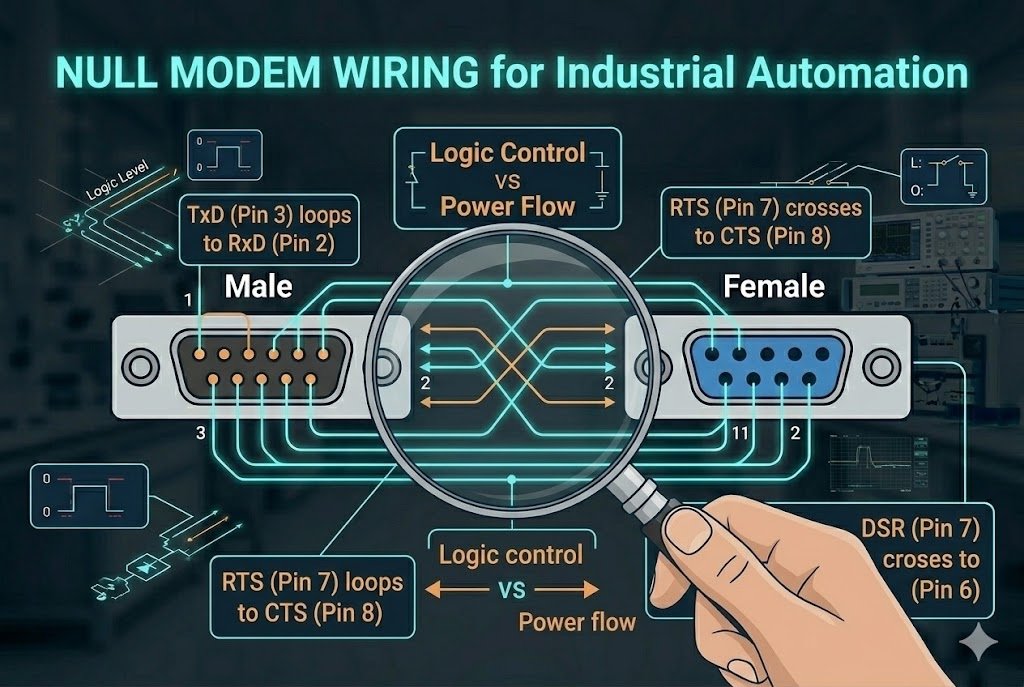 Null modem wiring for industrial automation Null modem wiring for industrial automation