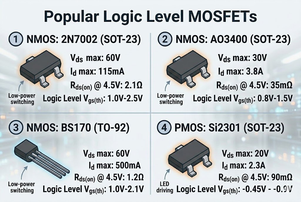 Popular logic level MOSFETs