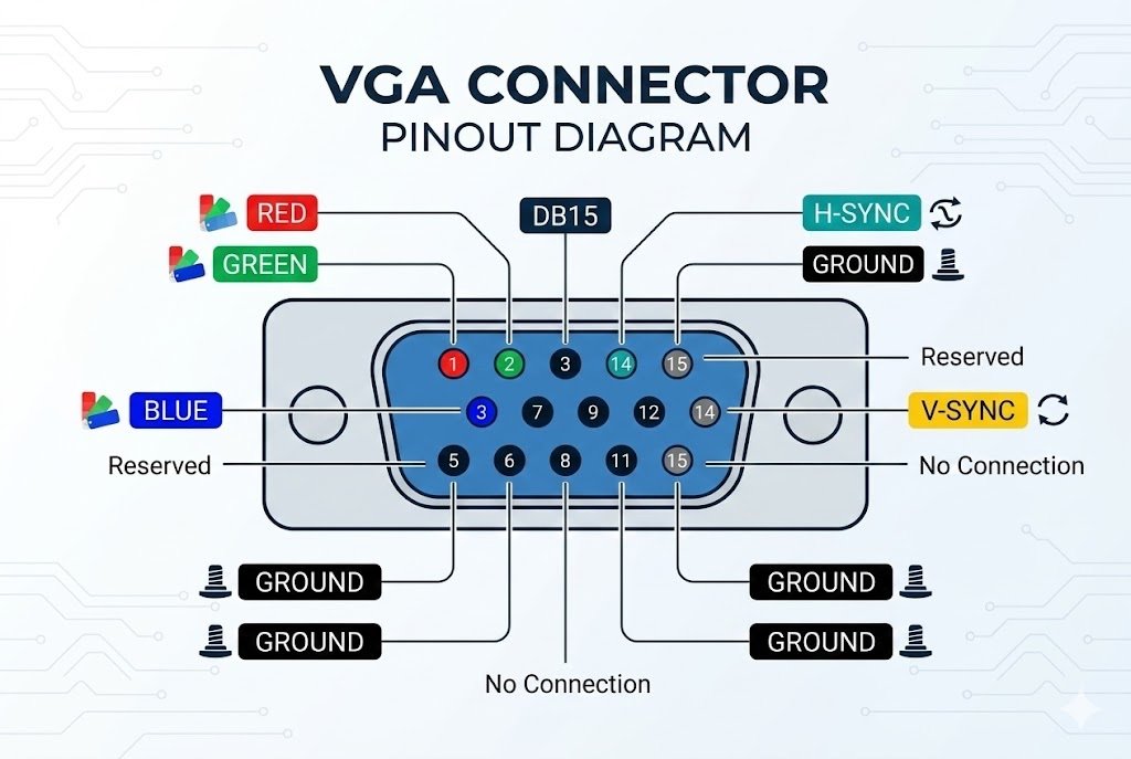 VGA Connector Pinout VGA Connector Pinout Diagram