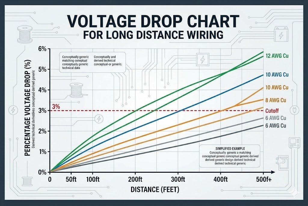 Voltage drop chart for long distance wiring
