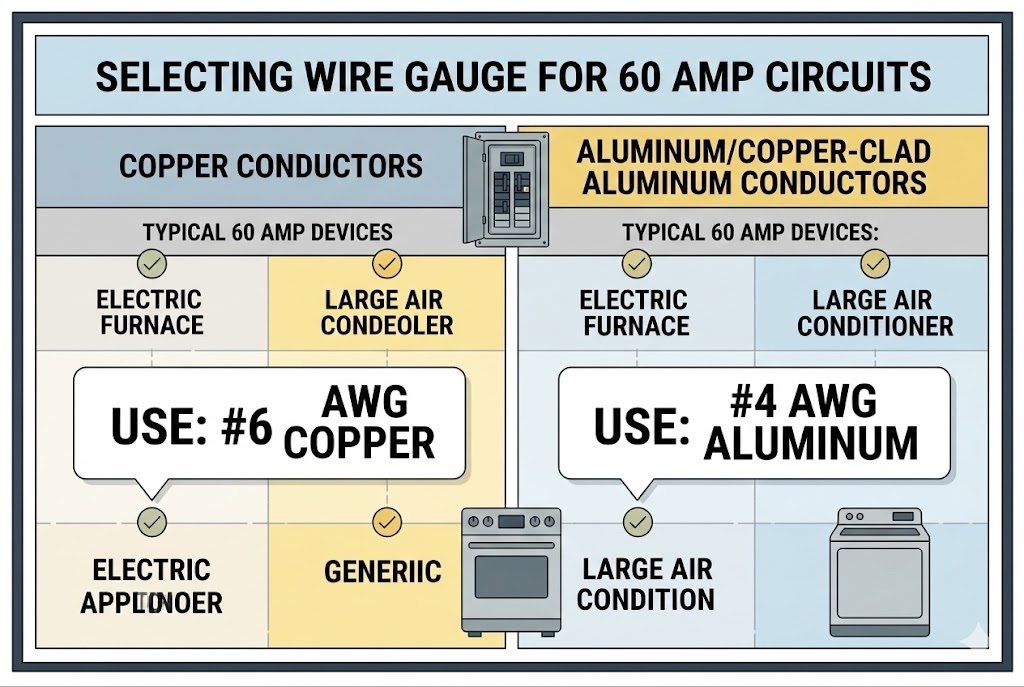 How to choose wire gauge for 60 amp circuits
