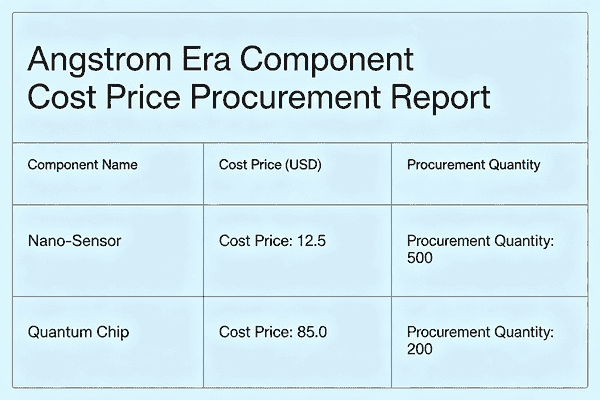 Angstrom era component cost price procurement