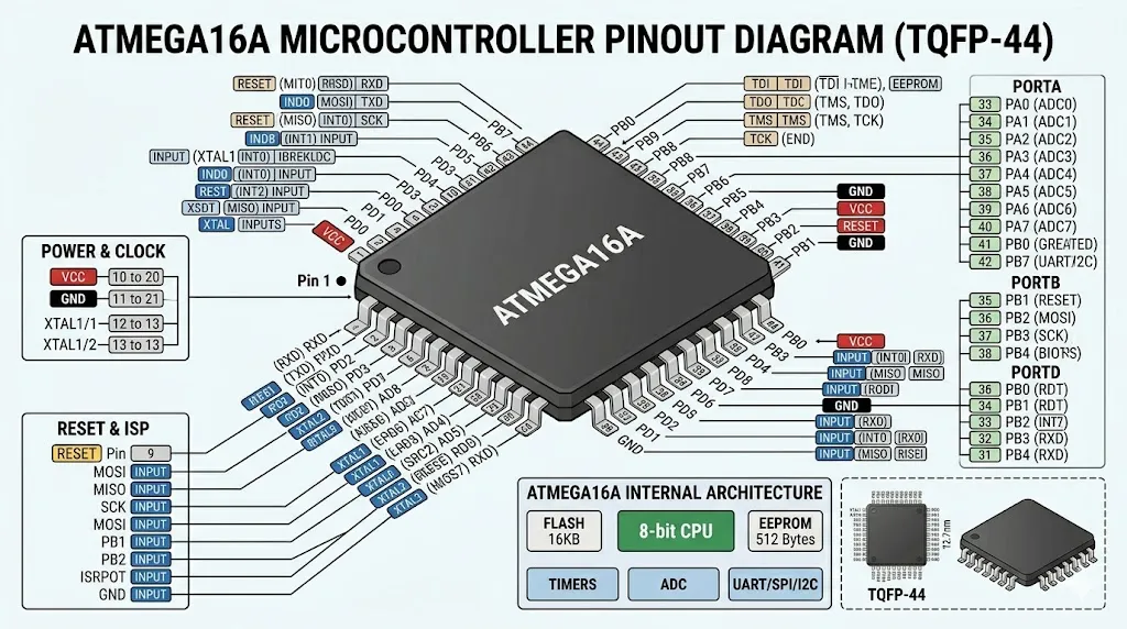 ATMEGA16A pinout