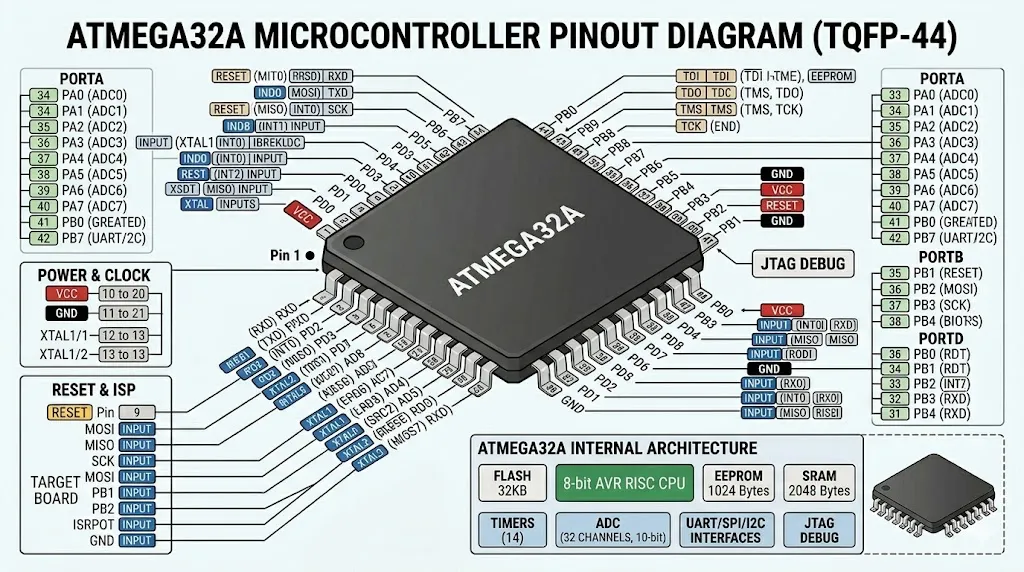 ATMEGA32A pinout