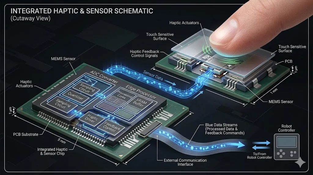 Haptic feedback chips in collaborative robots
