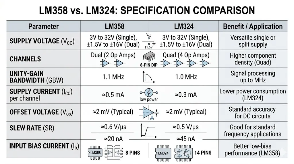 LM358 vs LM324 specs
