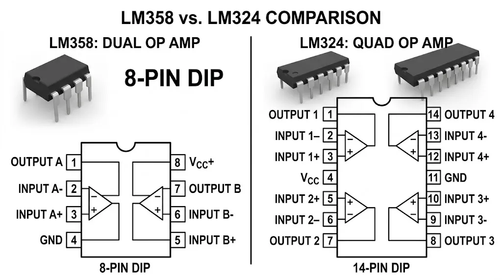 LM358 vs LM324 comparison