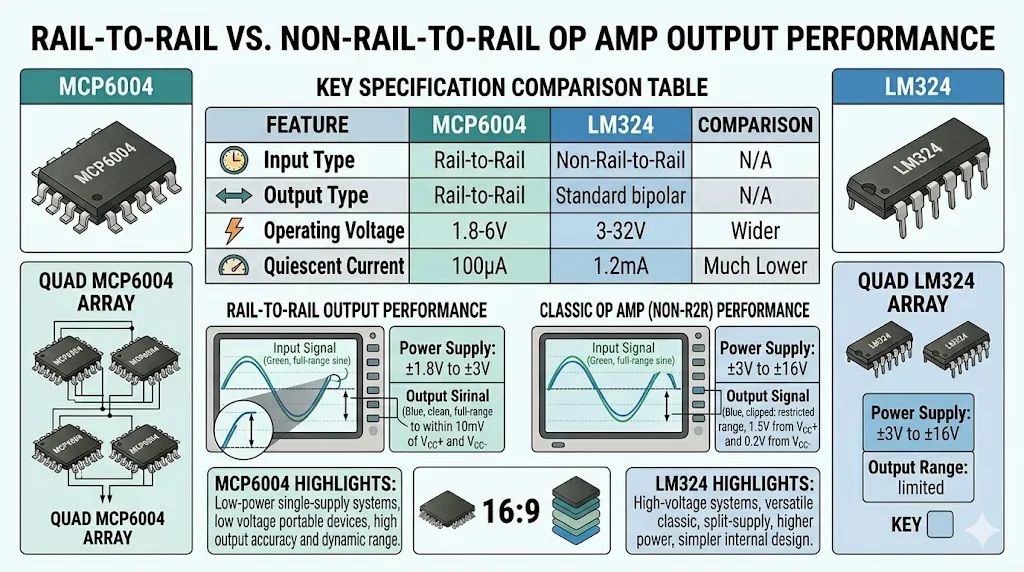 rail to rail vs limited output