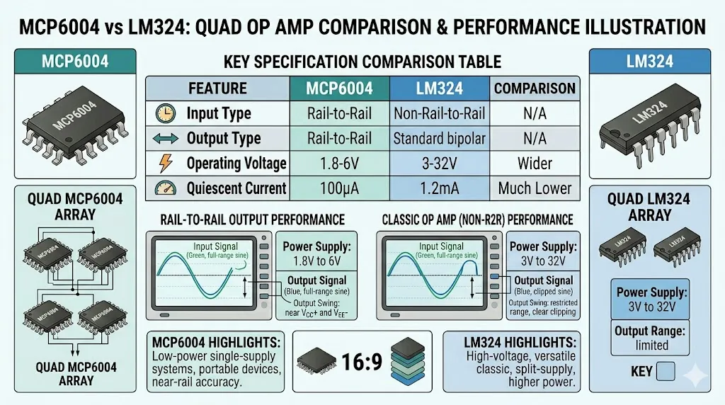 MCP6004 vs LM324 comparison