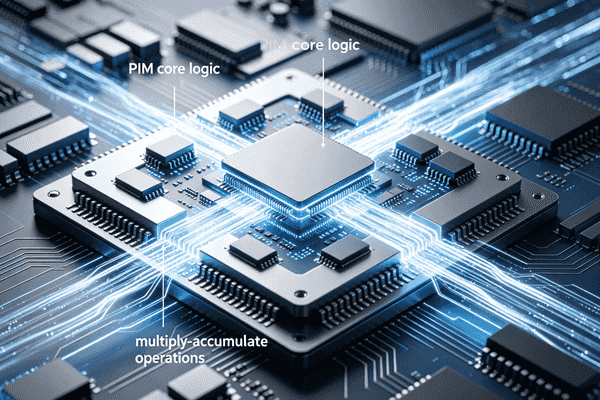 PIM core logic and multiply-accumulate operations