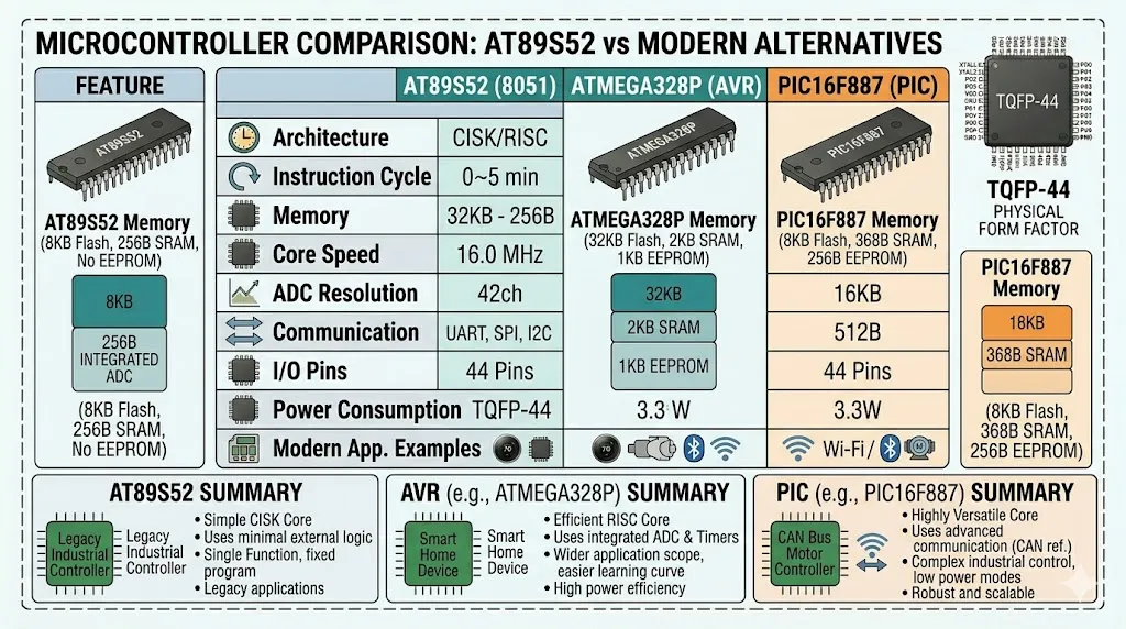 AT89S52 alternatives comparison