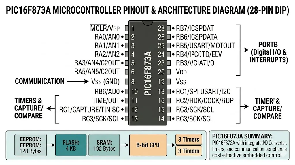 PIC16F873A pinout