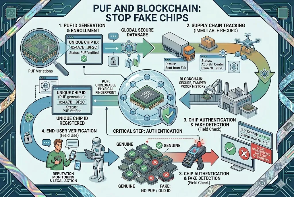 PUF and Blockchain Synergy puf and blockchain stop fake chips