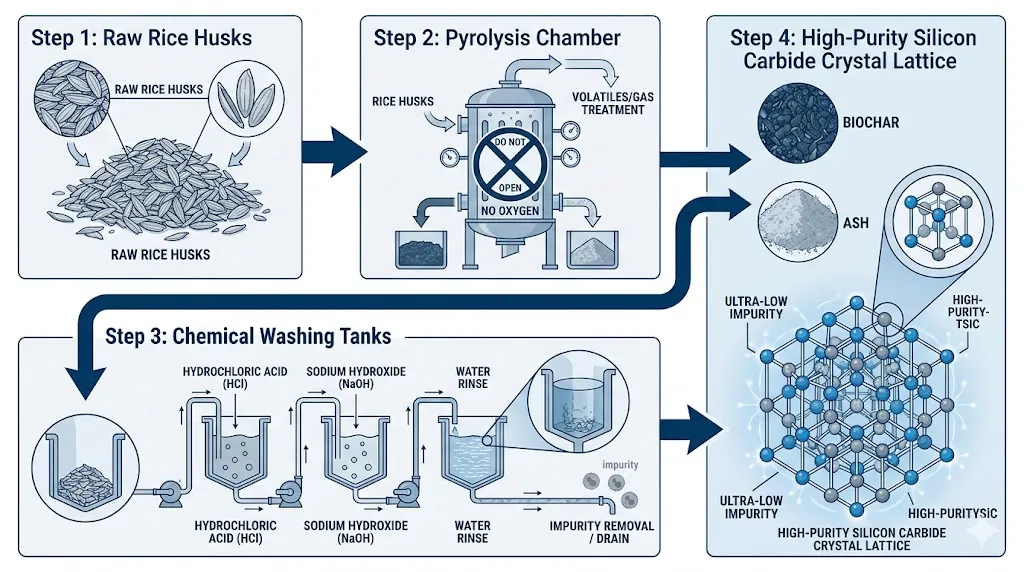 extracting high purity carbon from rice husks