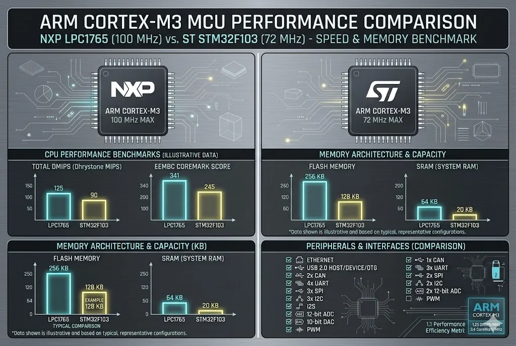 ARM Cortex-M3 performance comparison