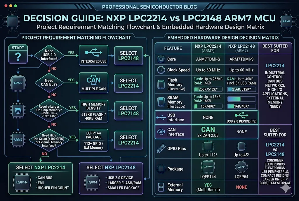 Which ARM7 MCU to Choose Choose between LPC2214 and LPC2148