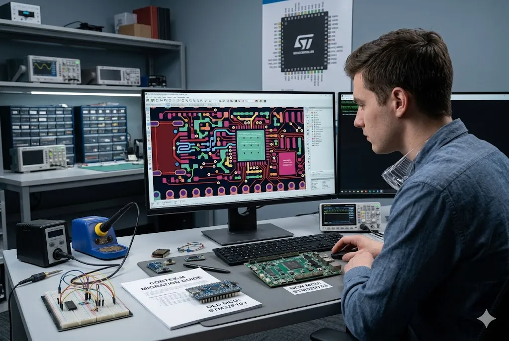 engineer working on a new pcb design